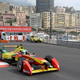 A photo of the first generation Formula E car racing in Monaco.